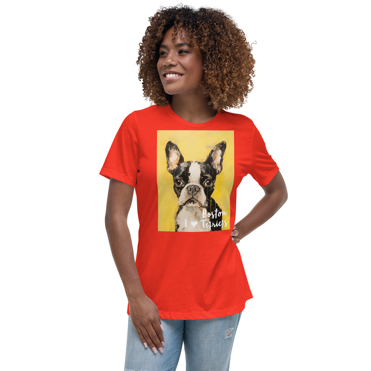Women's Relaxed T-Shirt - I ❤ Dogs - Boston Terrier