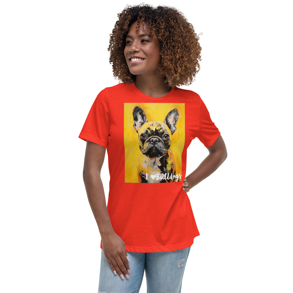 Women's Relaxed T-Shirt - I ❤ Dogs - Bulldog