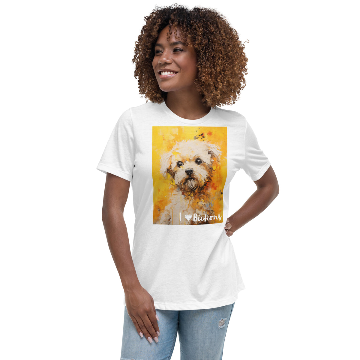 Women's Relaxed T-Shirt - I ❤ Dogs - Bichon Frise