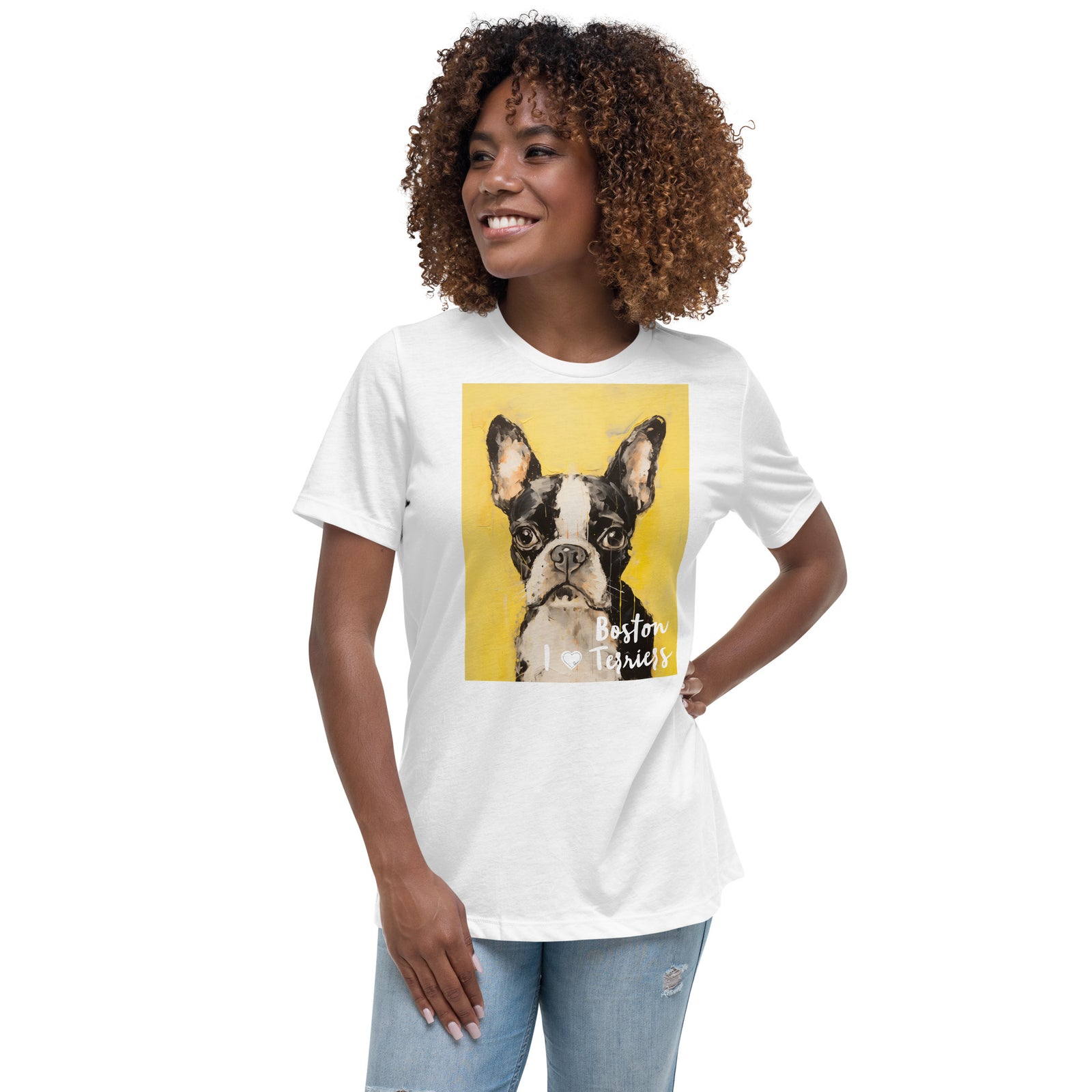 Women's Relaxed T-Shirt - I ❤ Dogs - Boston Terrier