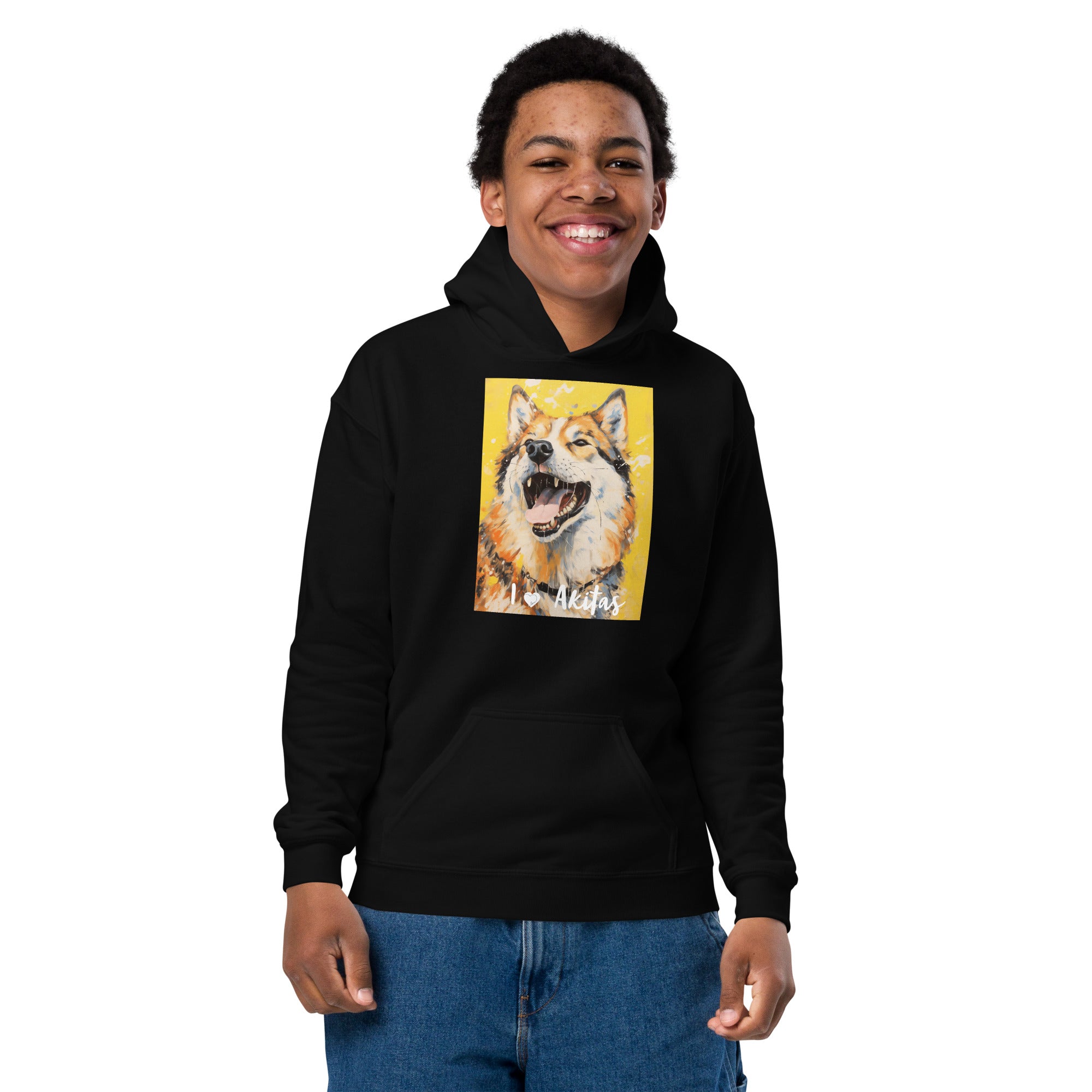 Youth heavy blend hoodie I ❤ Dogs - Akita