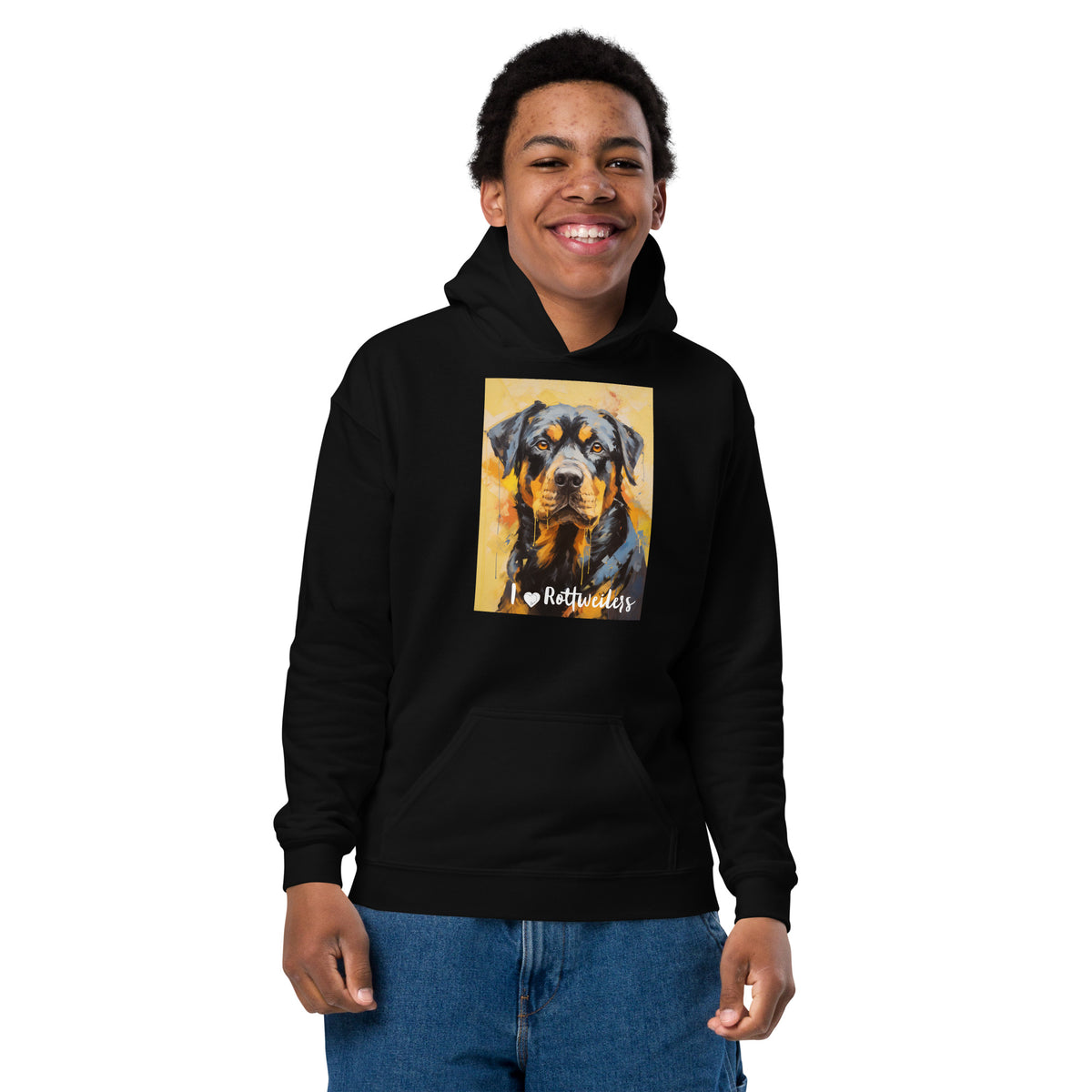 Youth heavy blend hoodie  - I ❤ Dogs - Rottweiler