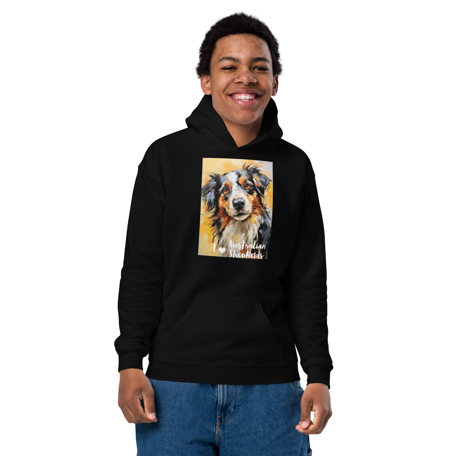 Youth heavy blend hoodieI ❤ Dogs - Australian Shepherd