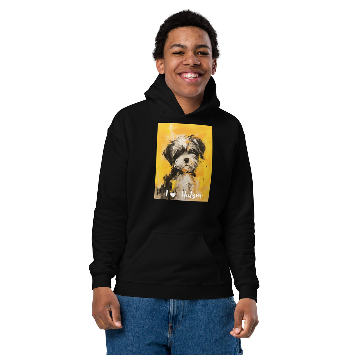 Youth heavy blend hoodie- I ❤ Dogs - Shih Tzu