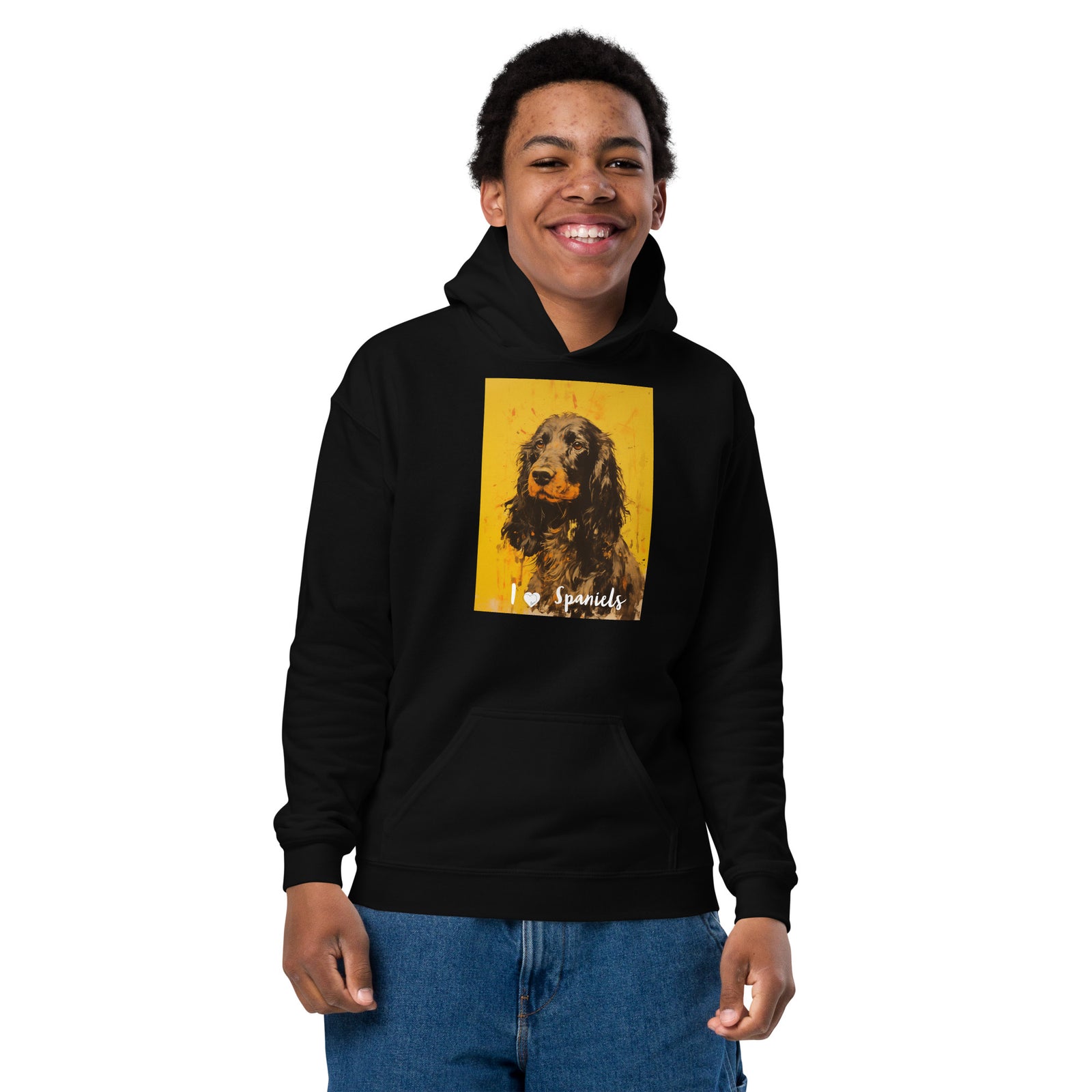 Youth heavy blend hoodie- I ❤ Dogs - Cocker Spaniel (American)