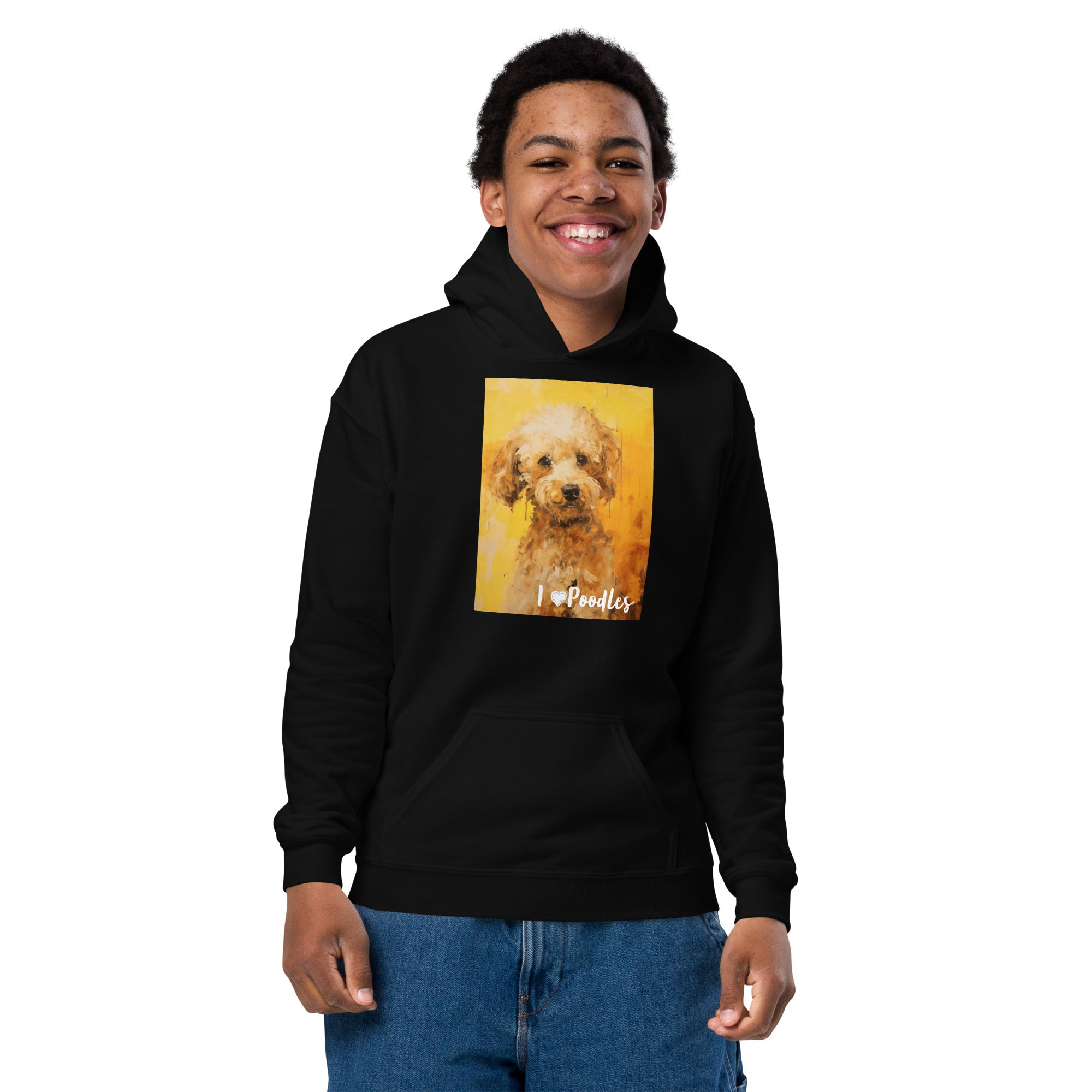 Youth heavy blend hoodie- I ❤ Dogs - Poodle