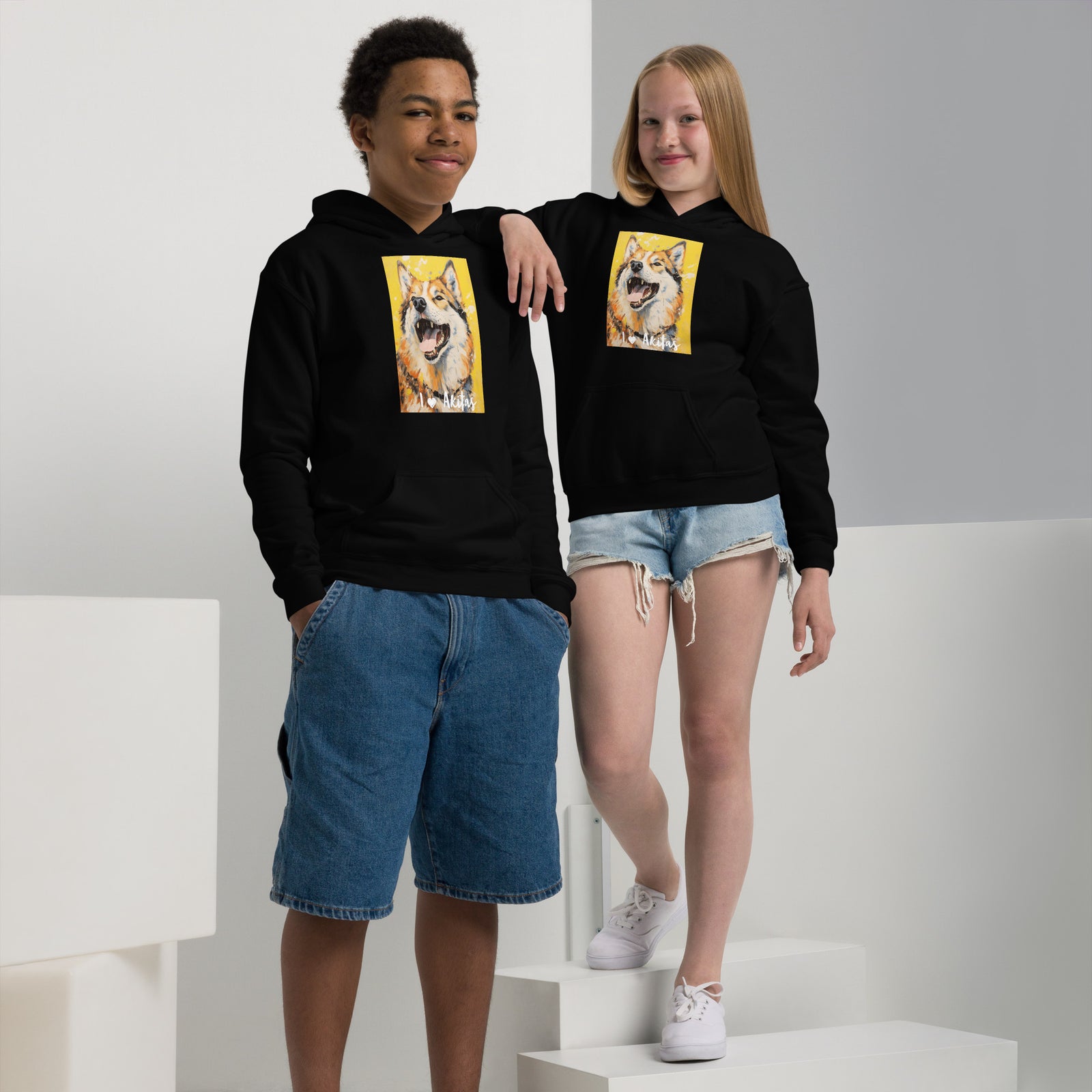 Youth heavy blend hoodie I ❤ Dogs - Akita