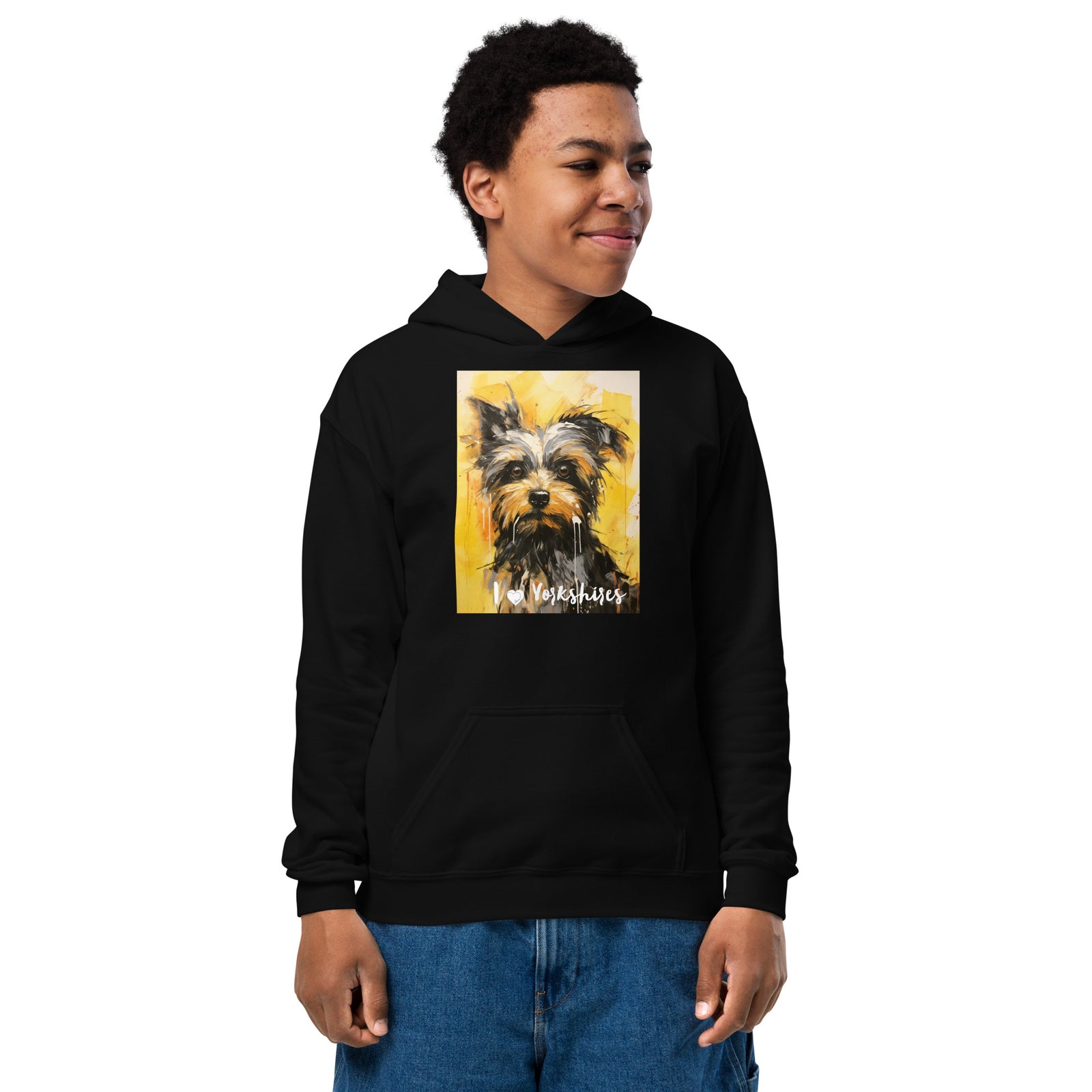 Youth heavy blend hoodie - I ❤ Dogs - Yorkshire Terrier