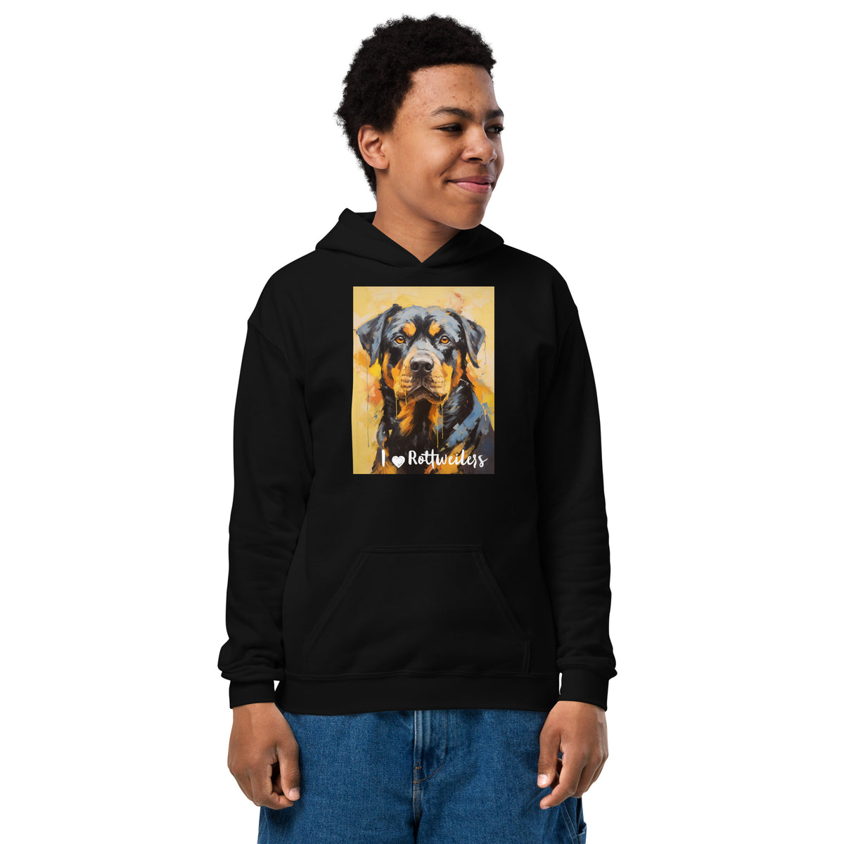 Youth heavy blend hoodie  - I ❤ Dogs - Rottweiler