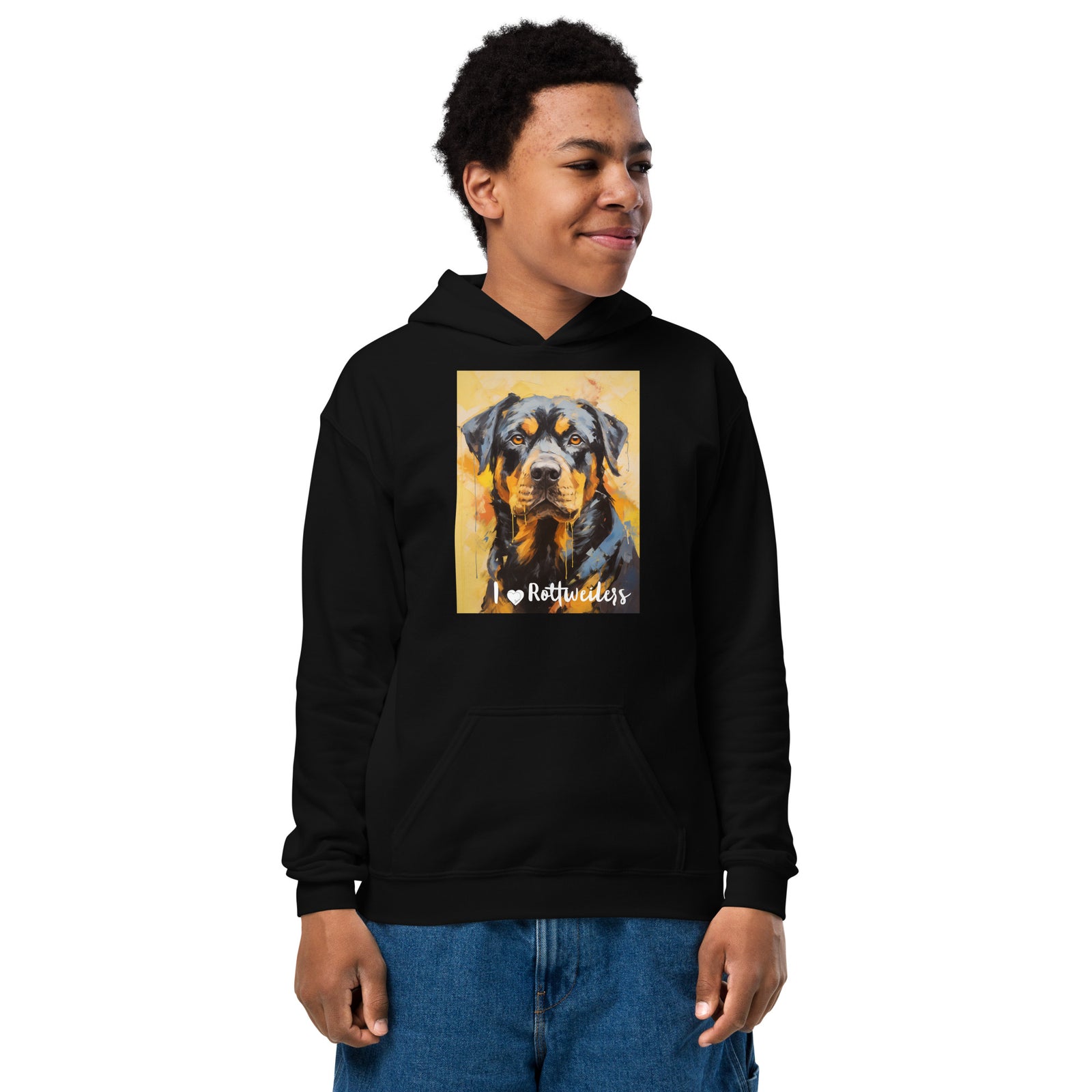 Youth heavy blend hoodie  - I ❤ Dogs - Rottweiler