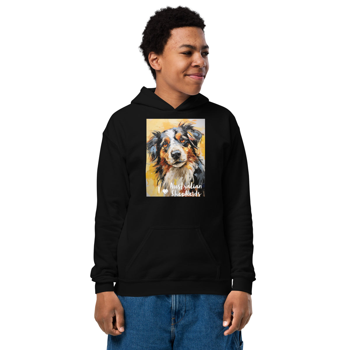 Youth heavy blend hoodieI ❤ Dogs - Australian Shepherd