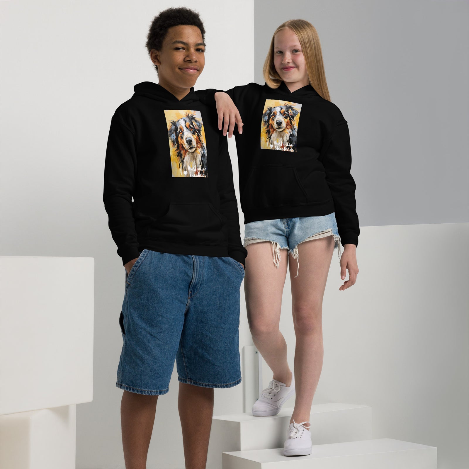 Youth heavy blend hoodieI ❤ Dogs - Australian Shepherd