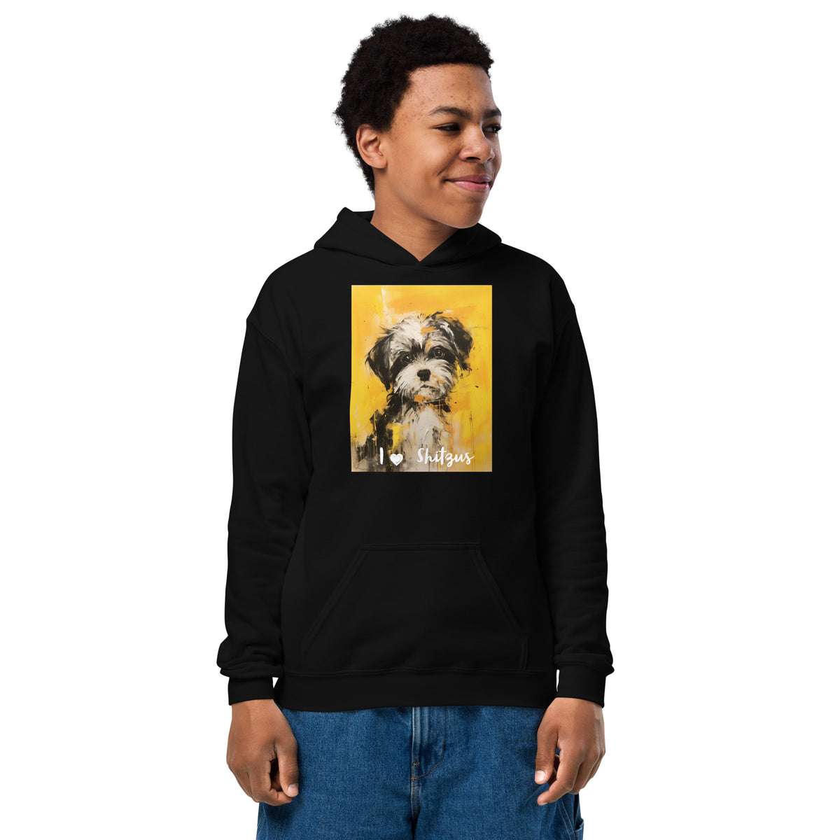 Youth heavy blend hoodie- I ❤ Dogs - Shih Tzu