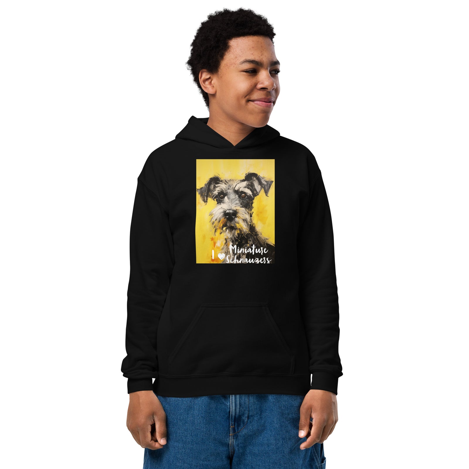 Youth heavy blend hoodie - I ❤ Dogs - Miniature Schnauzer