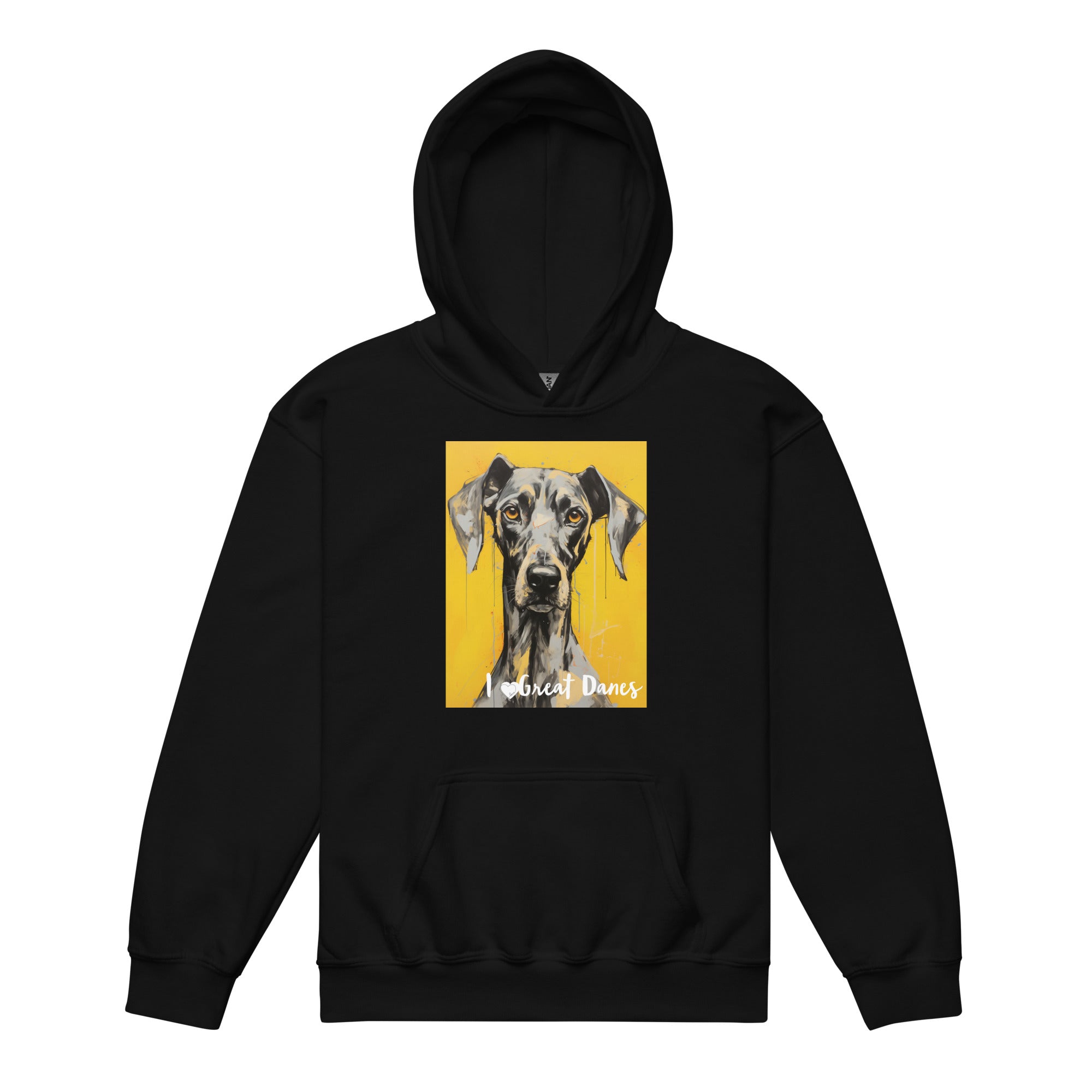 Youth heavy blend hoodie- I ❤ Dogs - Great Dane