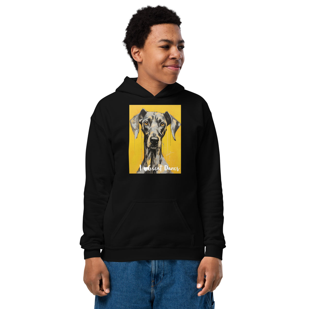 Youth heavy blend hoodie- I ❤ Dogs - Great Dane