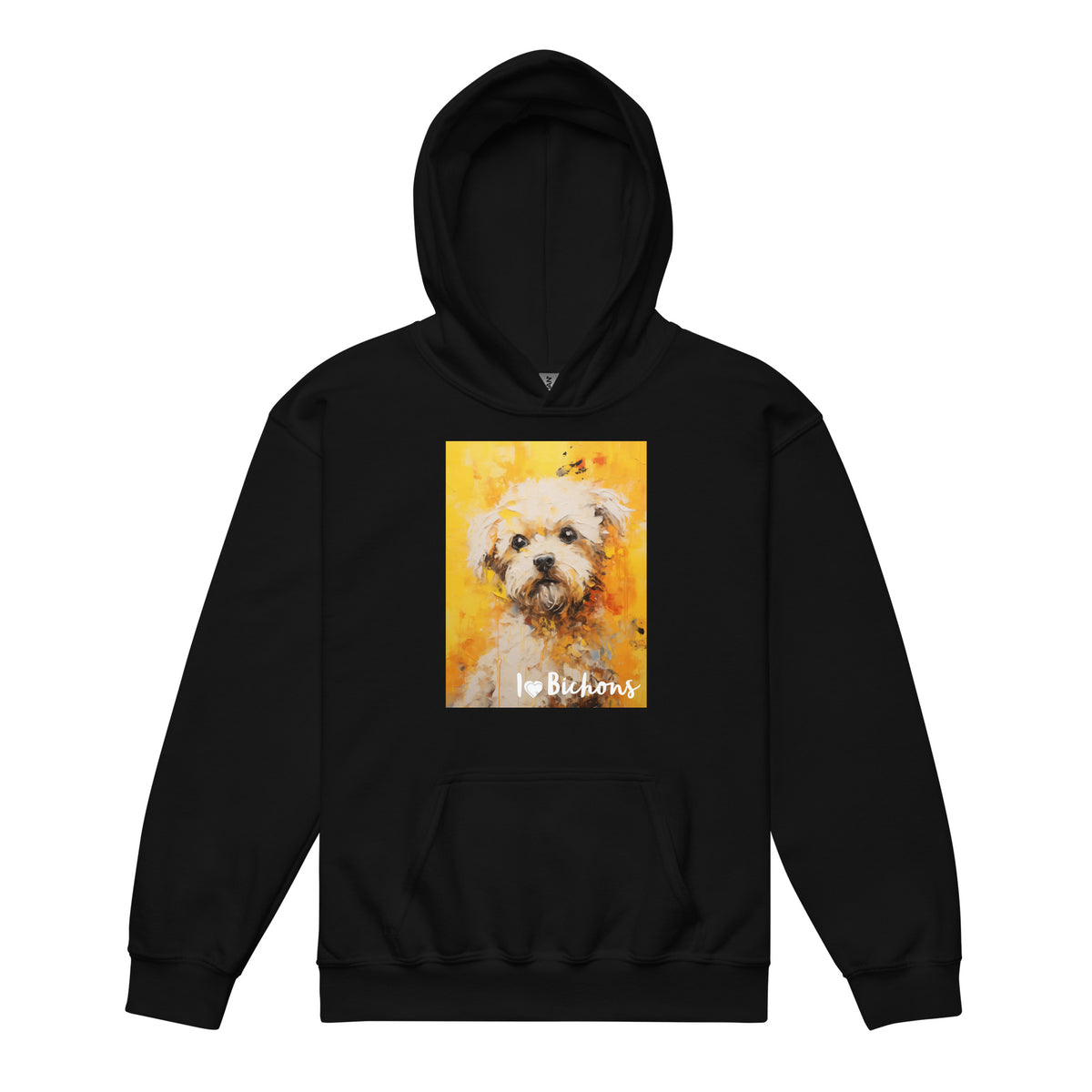 Youth heavy blend hoodie- I ❤ Dogs - Bichon Frise