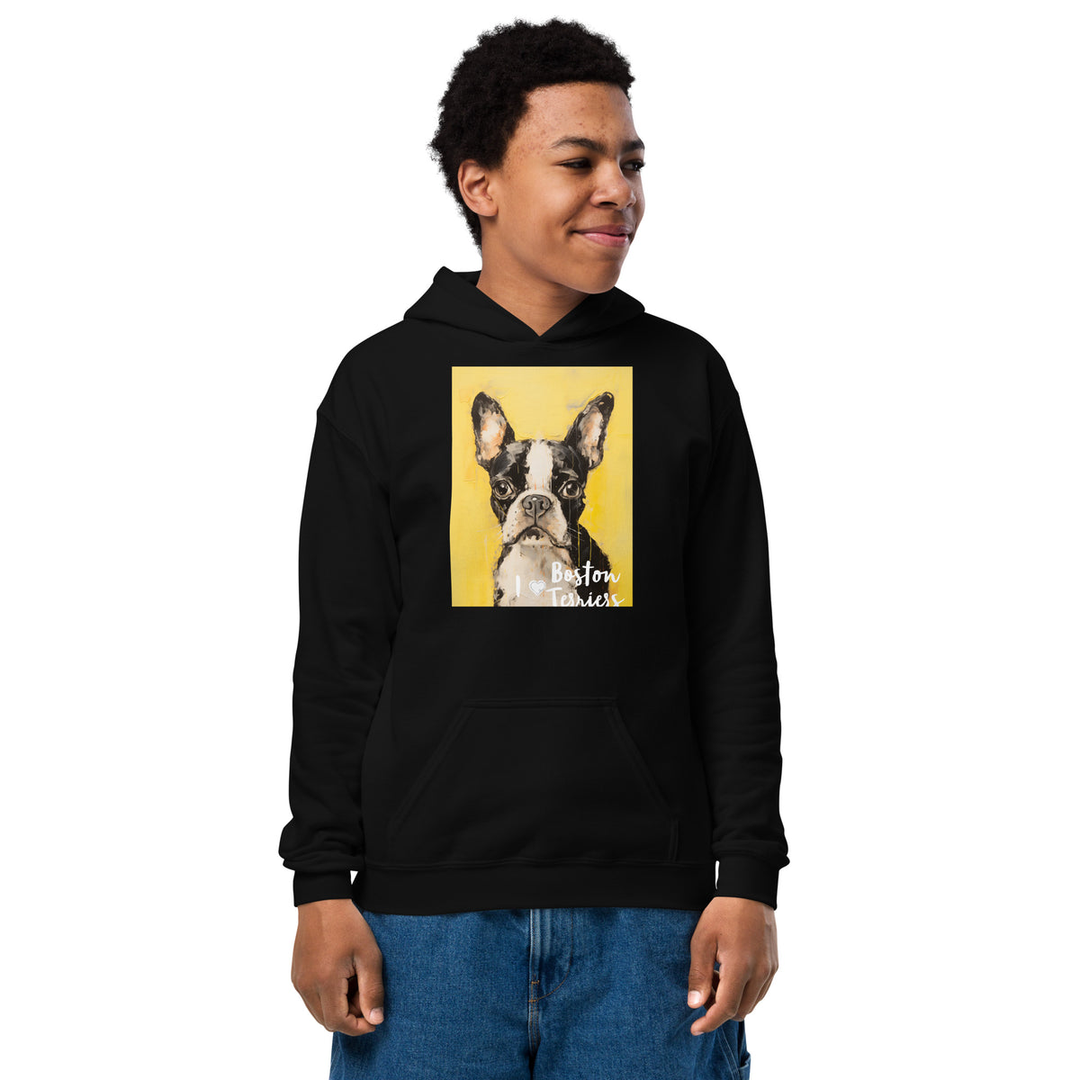 Youth heavy blend hoodie - I ❤ Dogs - Boston Terrier