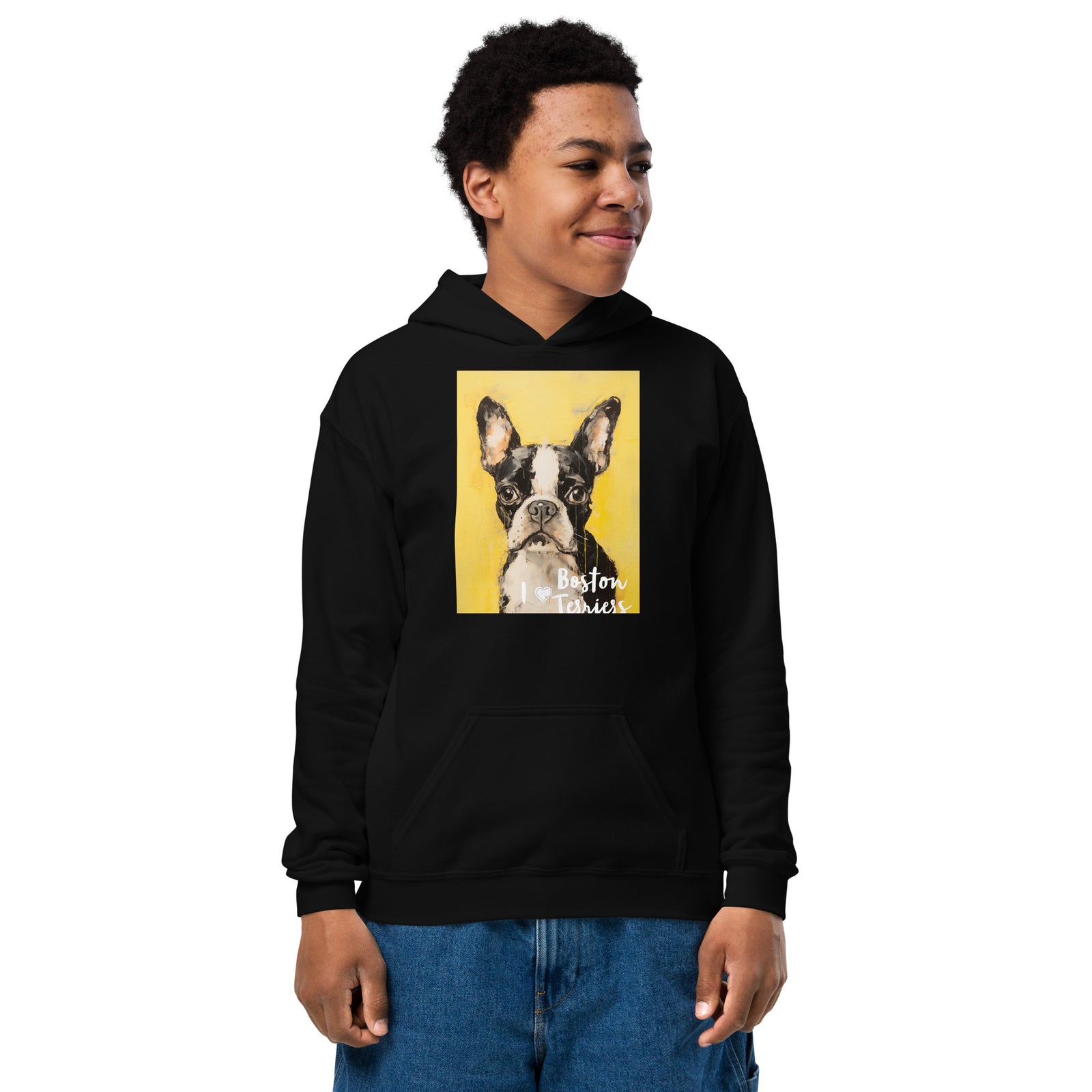Youth heavy blend hoodie - I ❤ Dogs - Boston Terrier