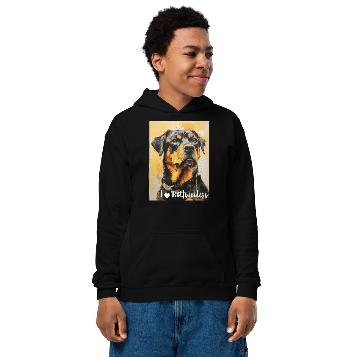 Youth heavy blend hoodie- I ❤ Dogs - Rottweiler