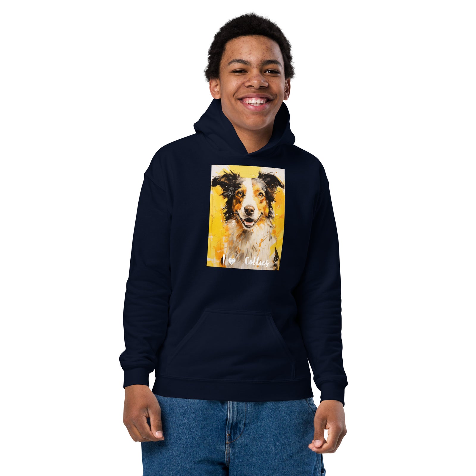 Youth heavy blend hoodie - I ❤ Dogs - Border Collie