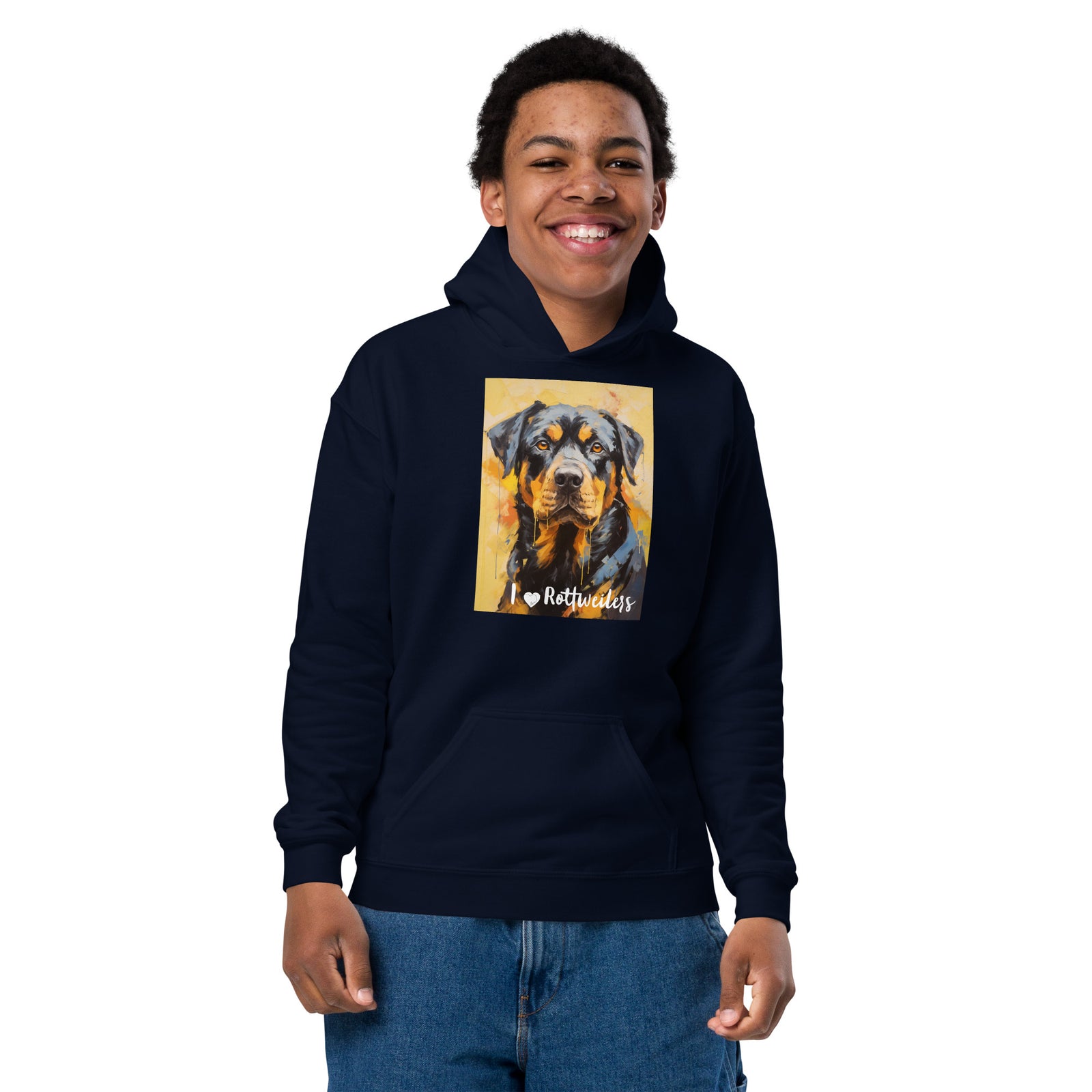 Youth heavy blend hoodie  - I ❤ Dogs - Rottweiler