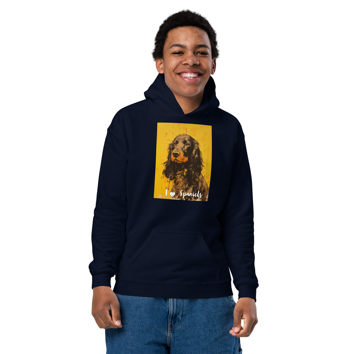 Youth heavy blend hoodie- I ❤ Dogs - Cocker Spaniel (American)