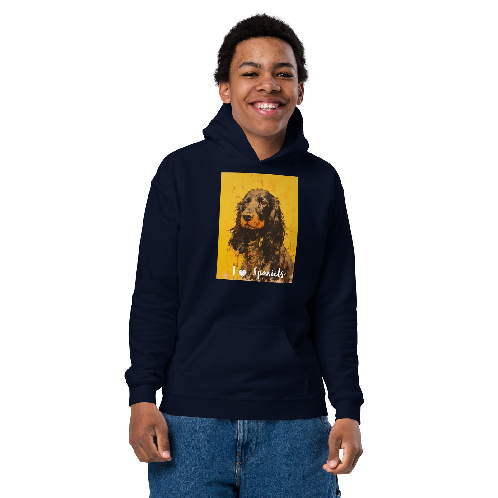Youth heavy blend hoodie- I ❤ Dogs - Cocker Spaniel (American)