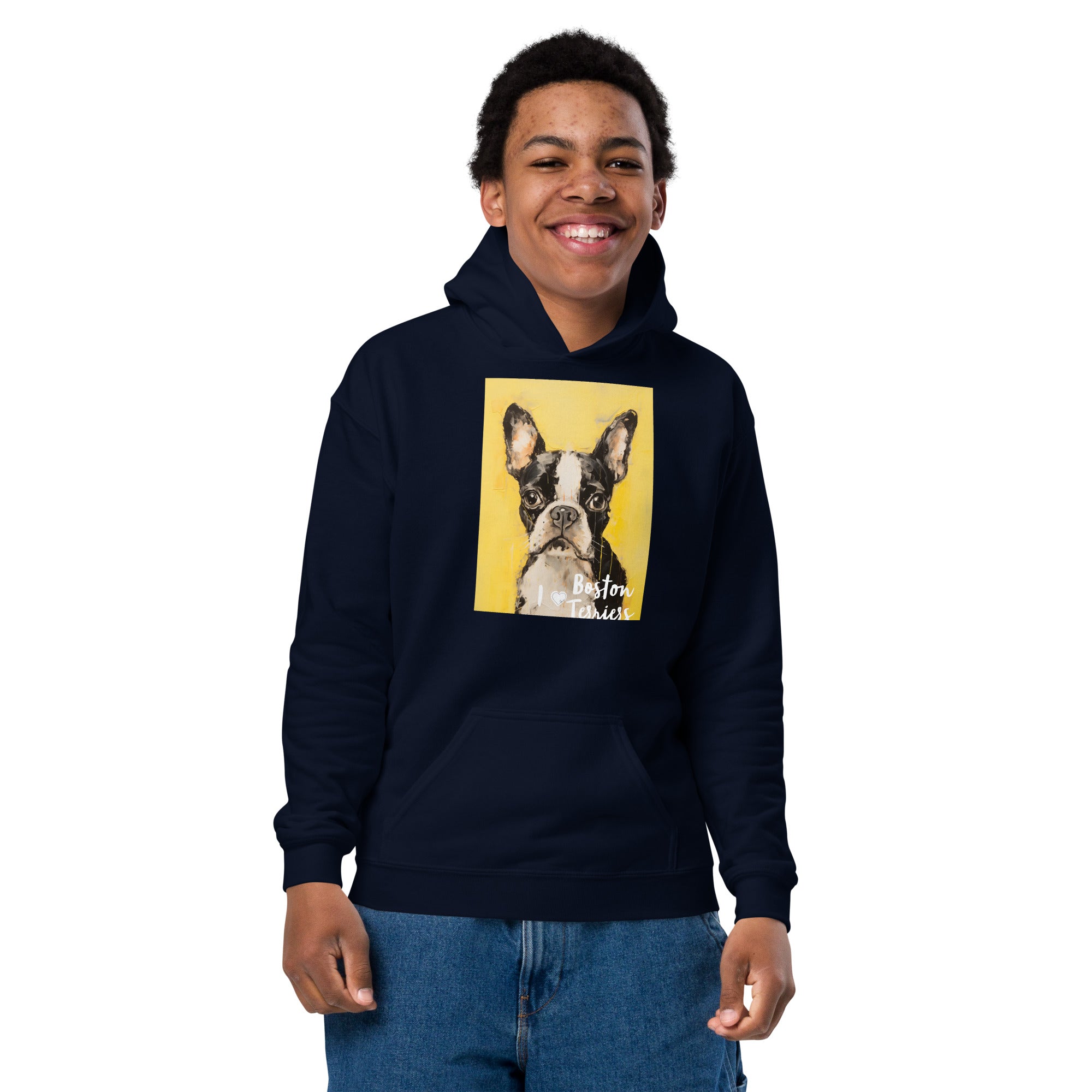 Youth heavy blend hoodie - I ❤ Dogs - Boston Terrier