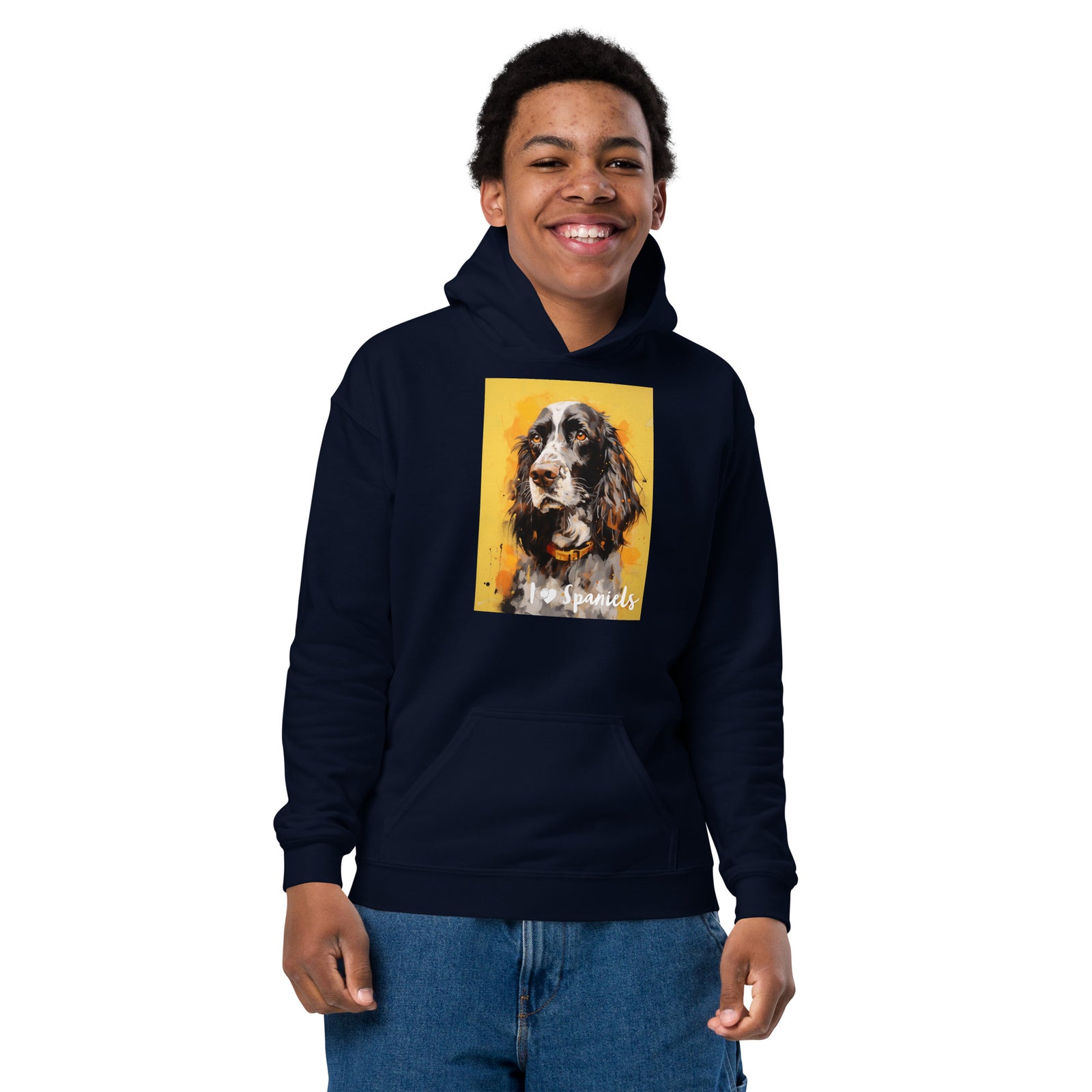 Youth heavy blend hoodie- I ❤ Dogs - Cocker Spaniel (American)