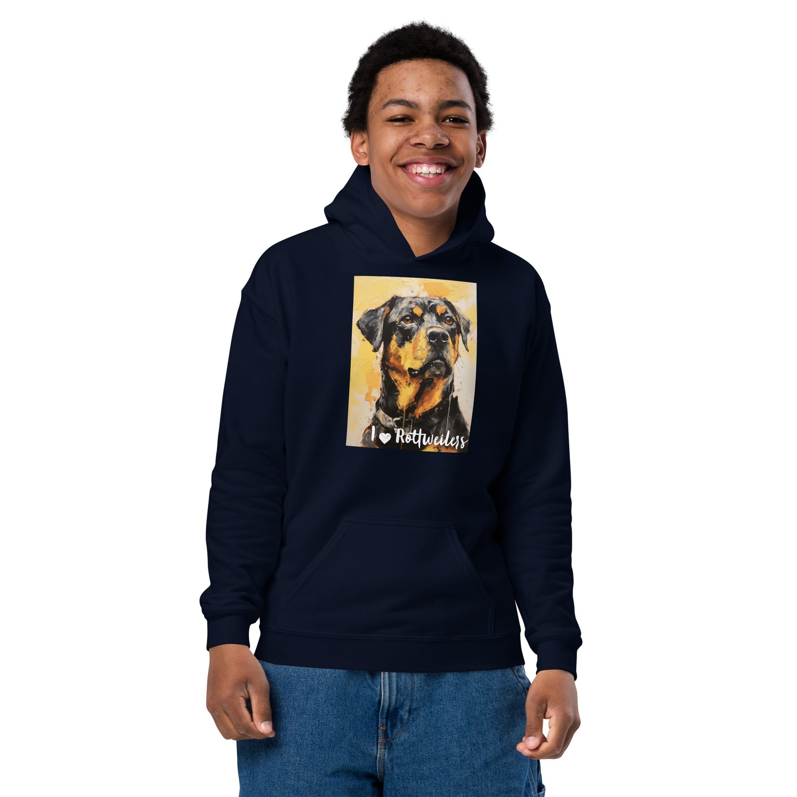 Youth heavy blend hoodie- I ❤ Dogs - Rottweiler