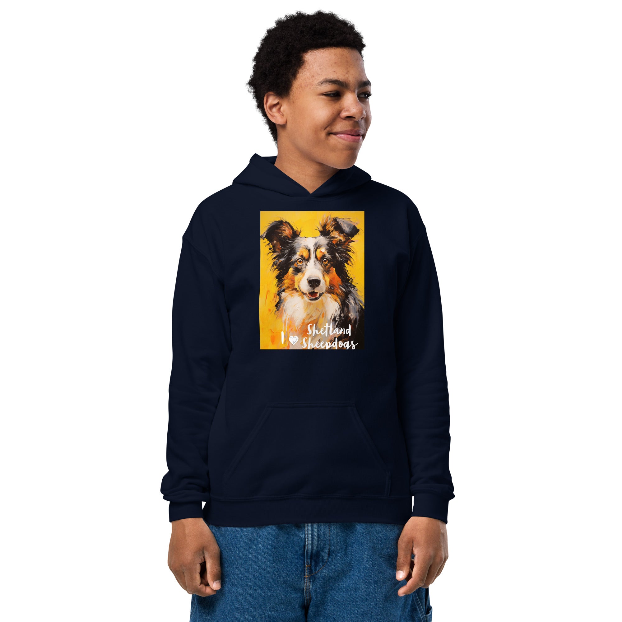 Youth heavy blend hoodie - I ❤ Dogs - Shetland Sheepdog