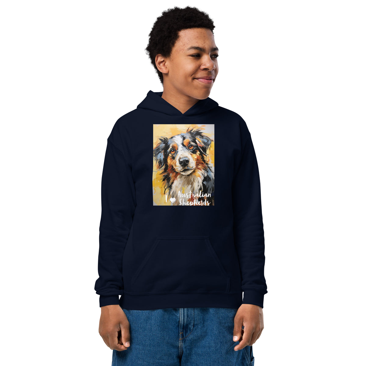 Youth heavy blend hoodieI ❤ Dogs - Australian Shepherd