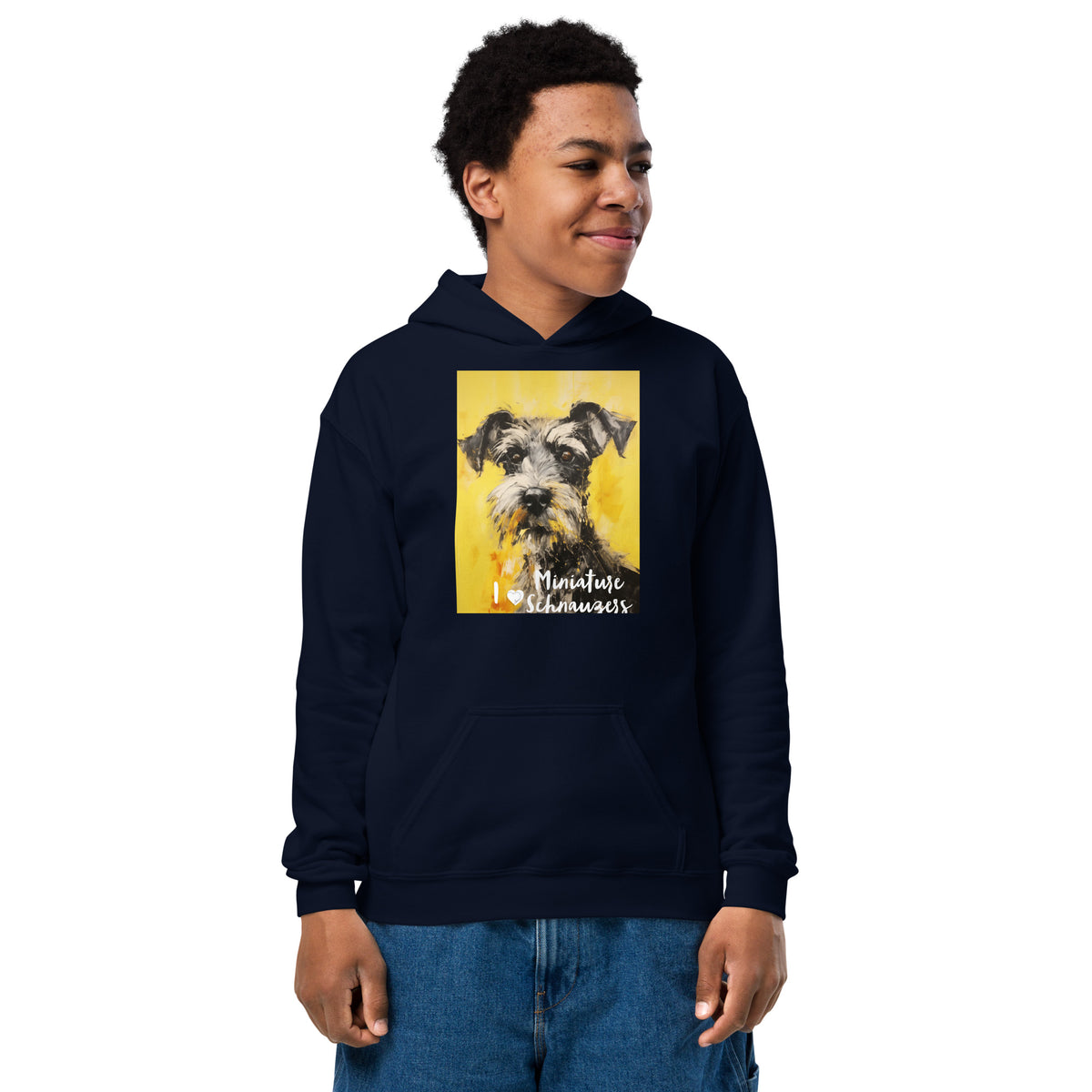 Youth heavy blend hoodie - I ❤ Dogs - Miniature Schnauzer
