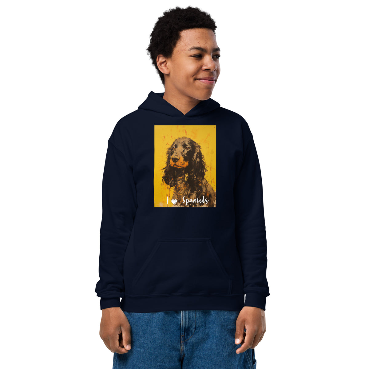 Youth heavy blend hoodie- I ❤ Dogs - Cocker Spaniel (American)