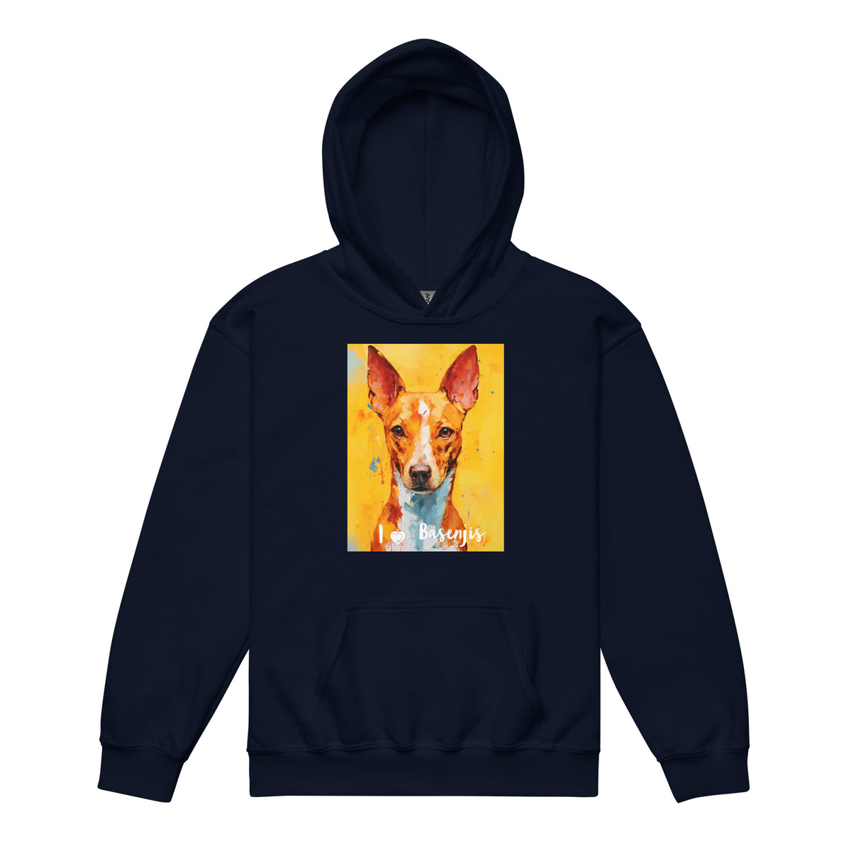 Youth heavy blend hoodie- I ❤ Dogs - Basenji