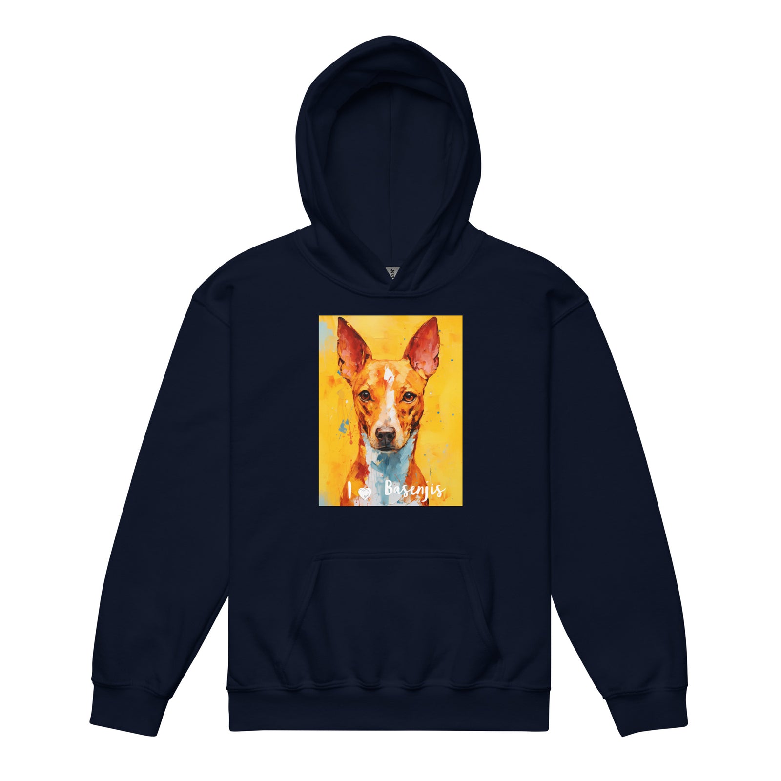 Youth heavy blend hoodie- I ❤ Dogs - Basenji