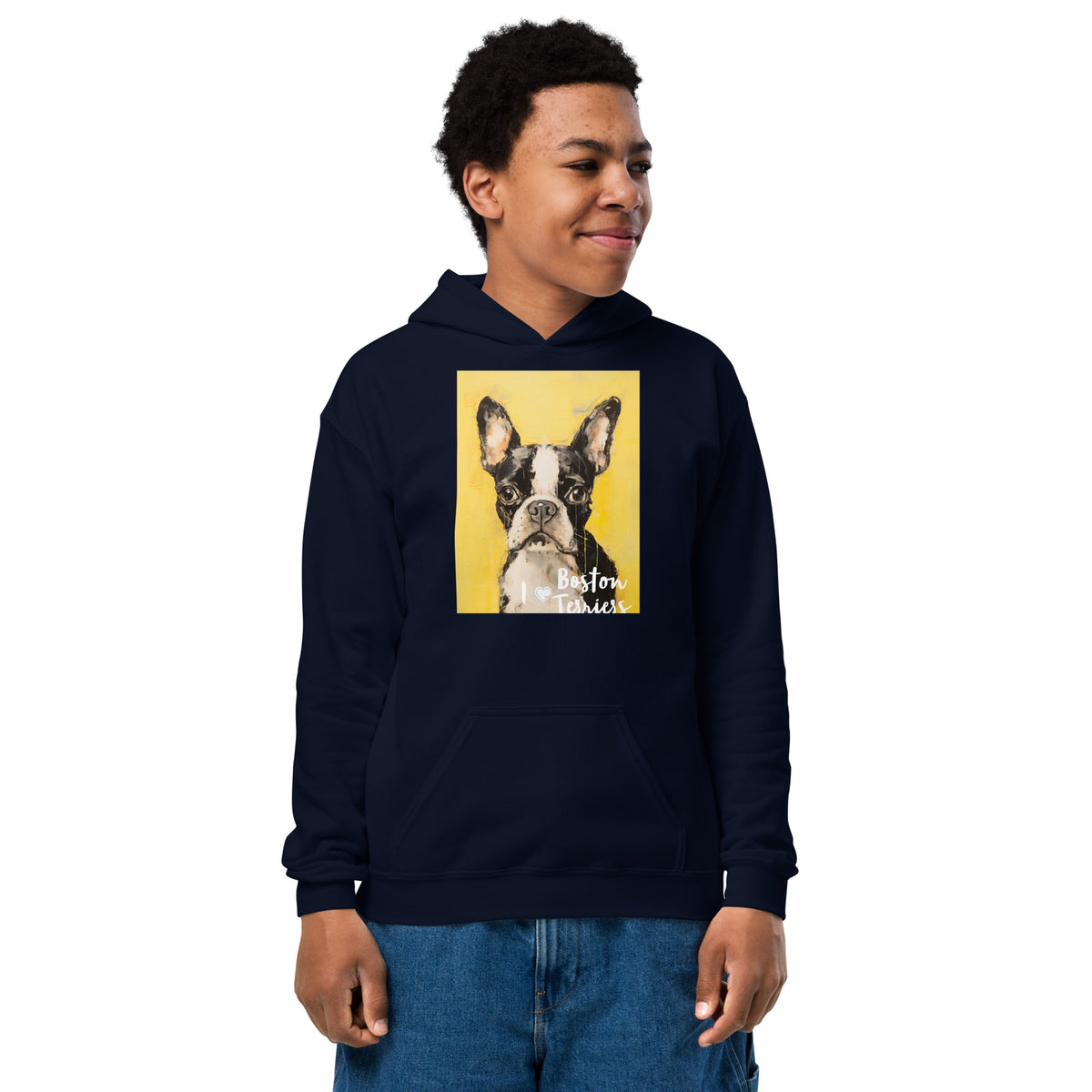 Youth heavy blend hoodie - I ❤ Dogs - Boston Terrier