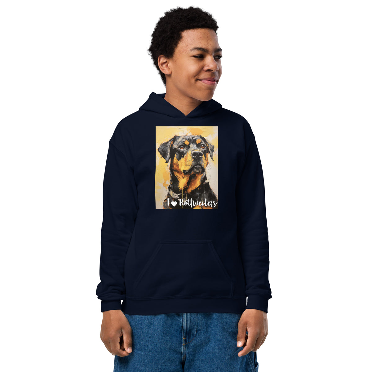 Youth heavy blend hoodie- I ❤ Dogs - Rottweiler