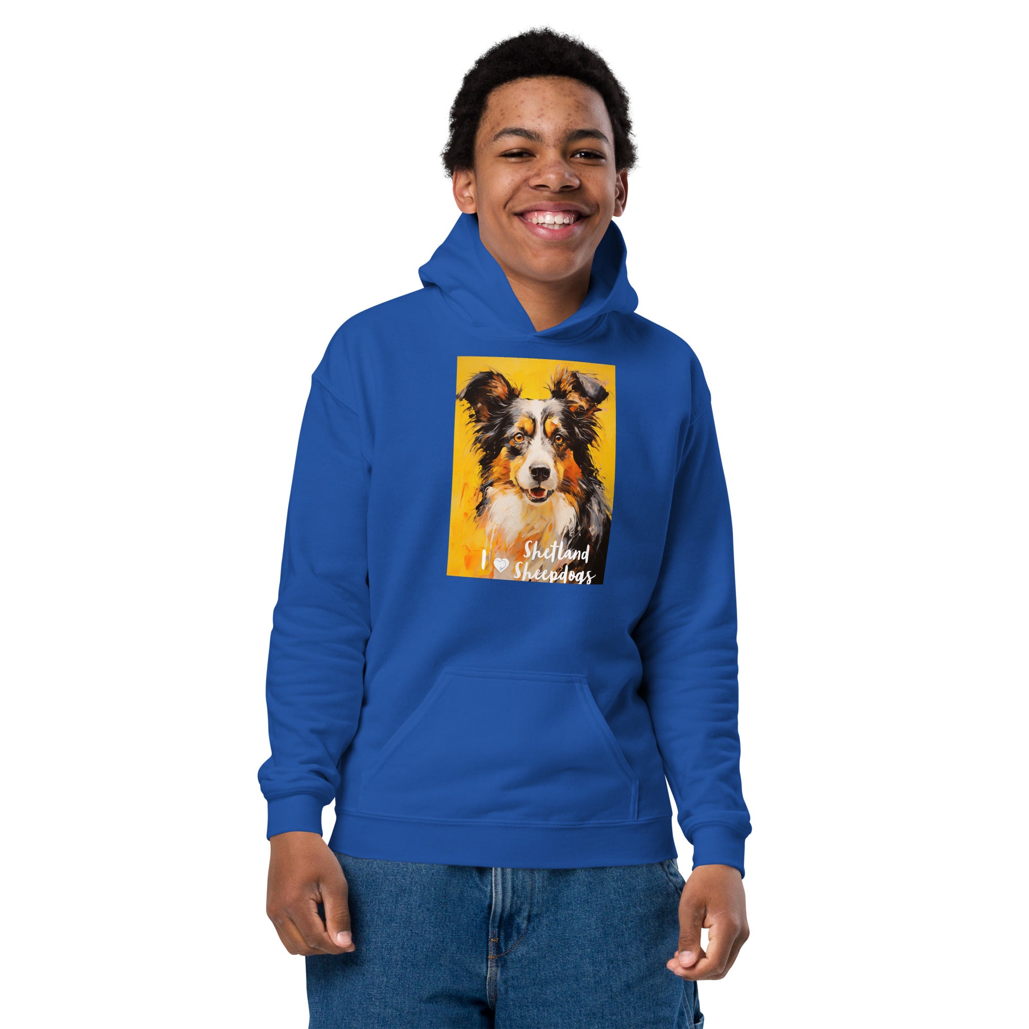 Youth heavy blend hoodie - I ❤ Dogs - Shetland Sheepdog