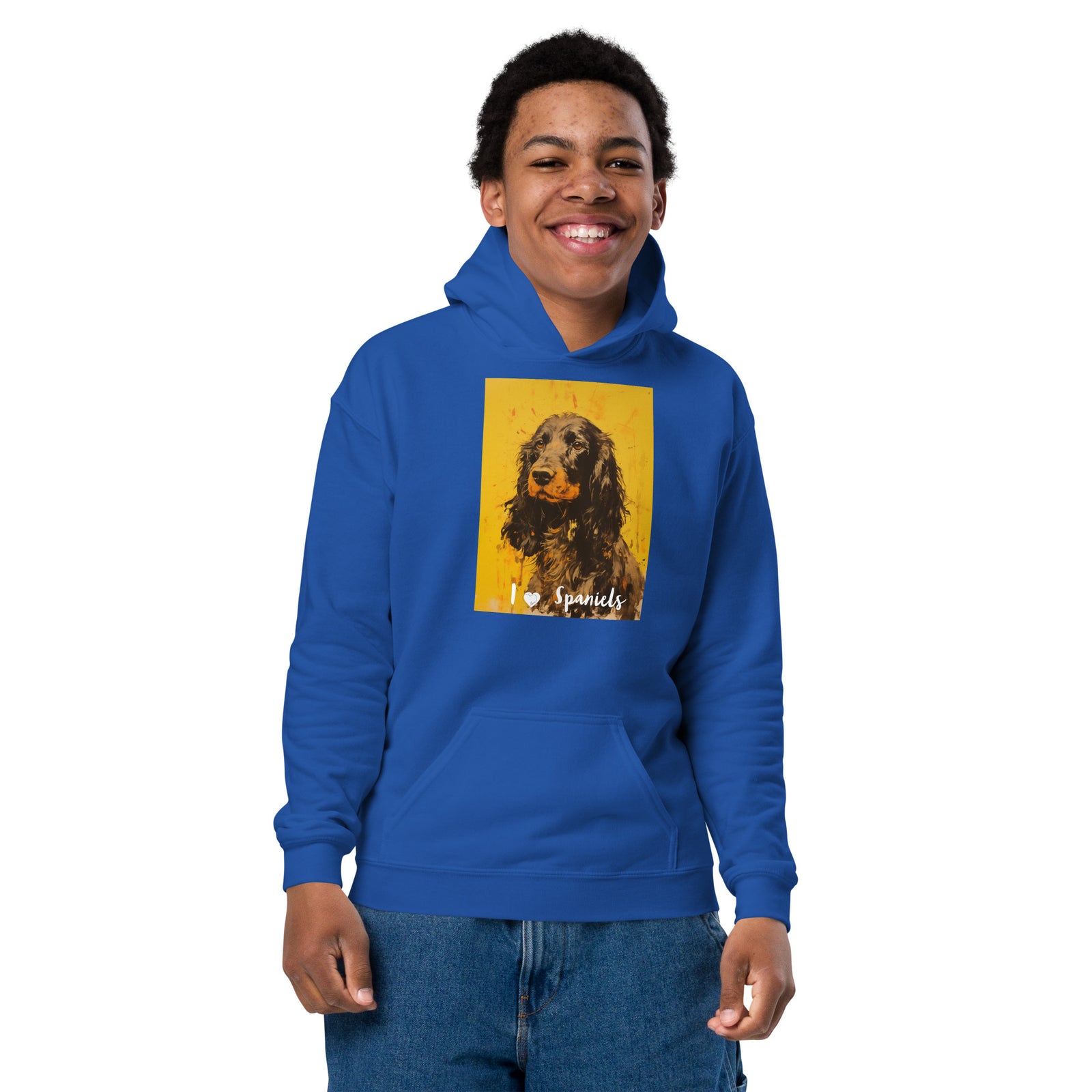 Youth heavy blend hoodie- I ❤ Dogs - Cocker Spaniel (American)