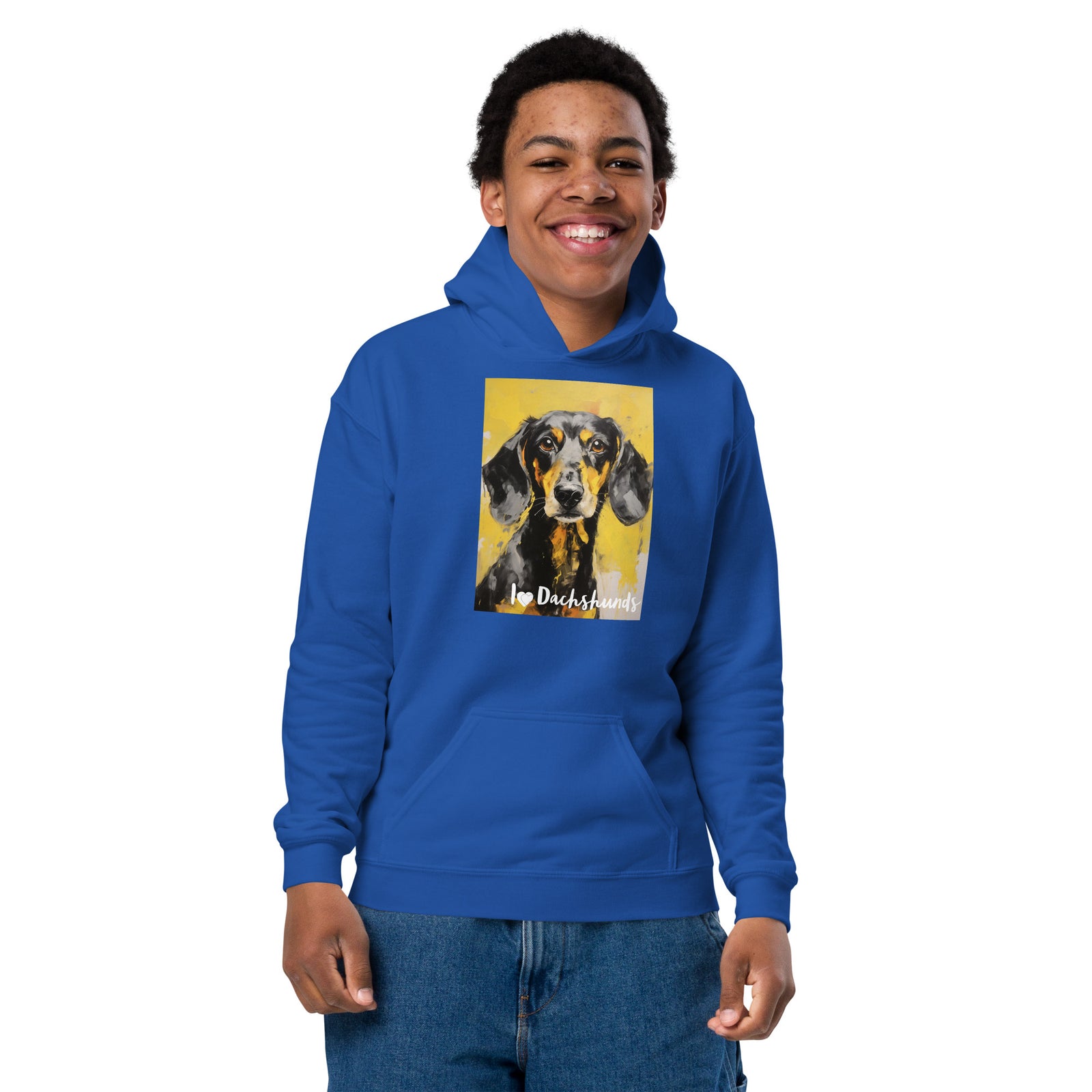 Youth heavy blend hoodie I ❤ Dogs - Dachshund