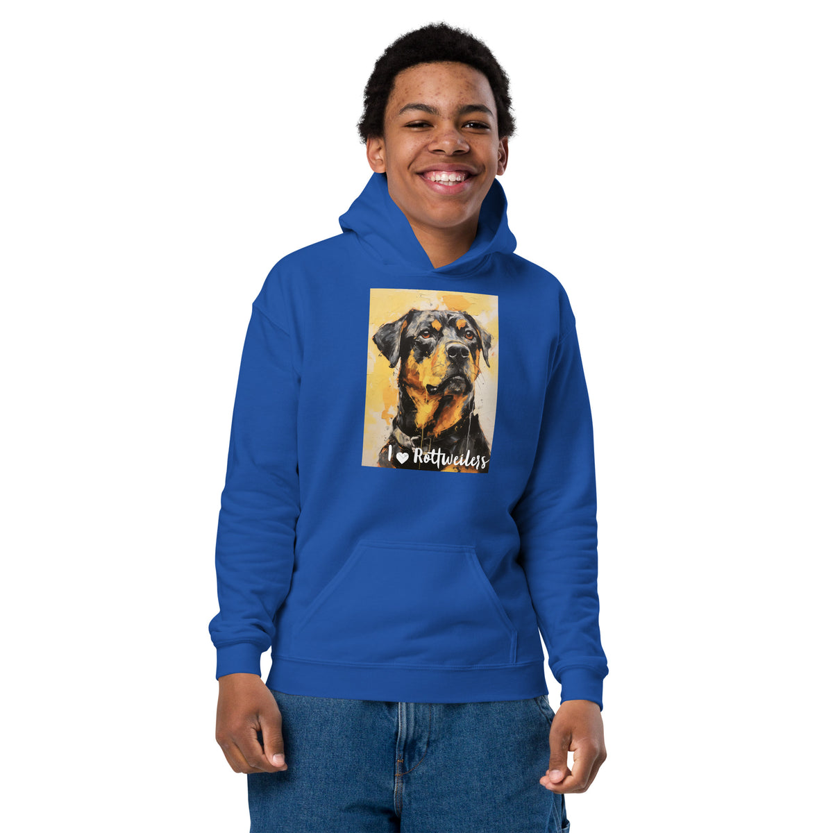 Youth heavy blend hoodie- I ❤ Dogs - Rottweiler
