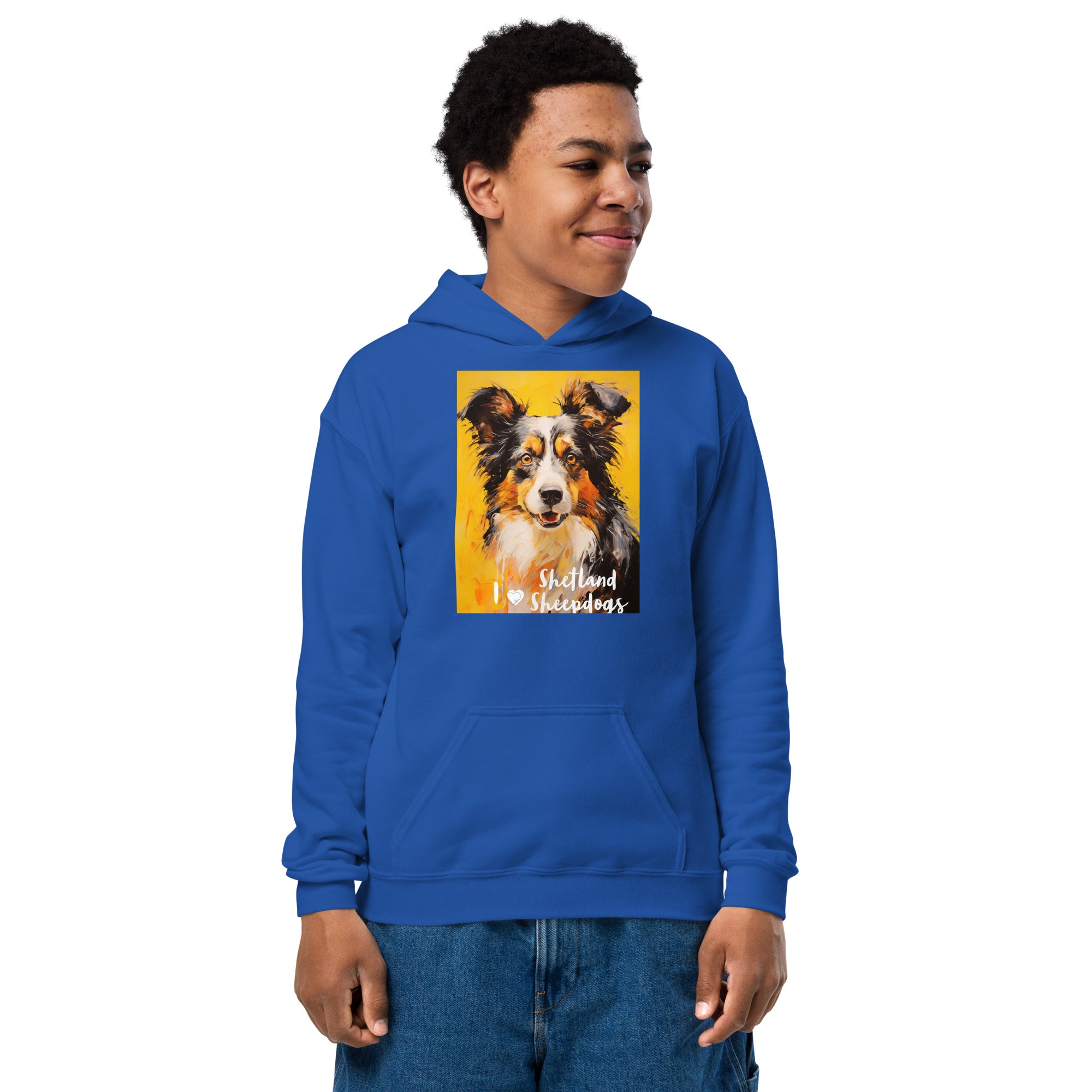 Youth heavy blend hoodie - I ❤ Dogs - Shetland Sheepdog