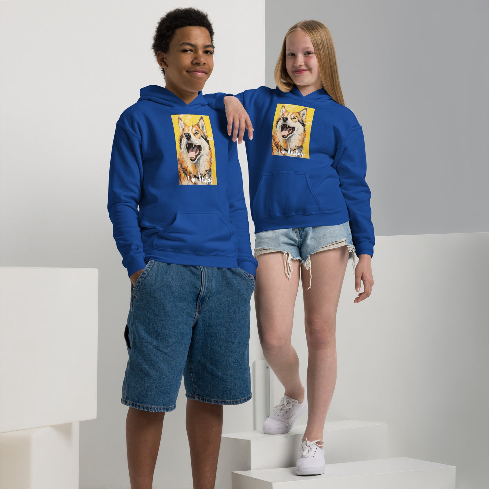 Youth heavy blend hoodie I ❤ Dogs - Akita