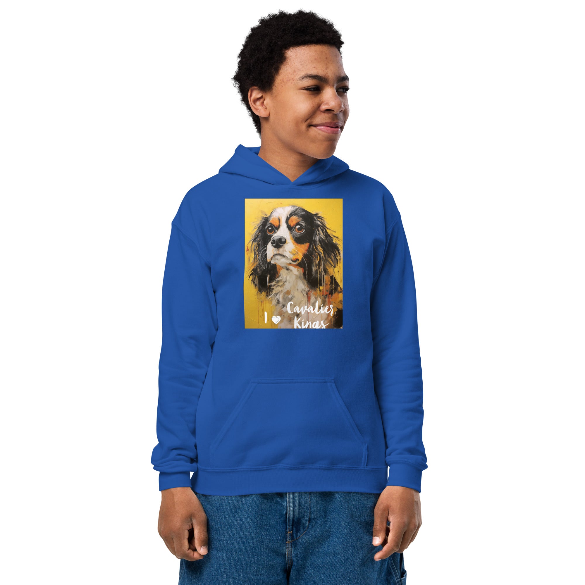 Youth heavy blend hoodie  - I ❤ Dogs - Cavalier King Charles Spaniel