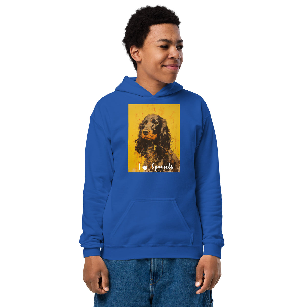 Youth heavy blend hoodie- I ❤ Dogs - Cocker Spaniel (American)