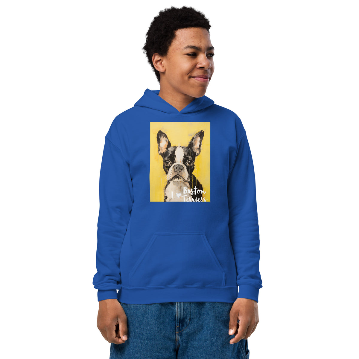 Youth heavy blend hoodie - I ❤ Dogs - Boston Terrier