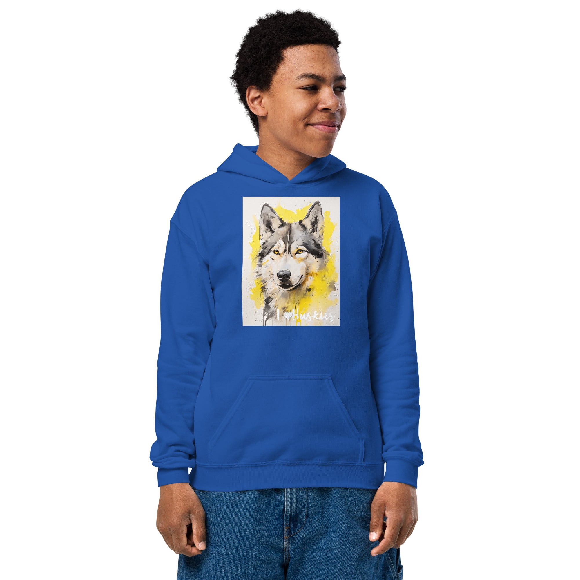 Youth heavy blend hoodie- I ❤ Dogs - Siberian Husky
