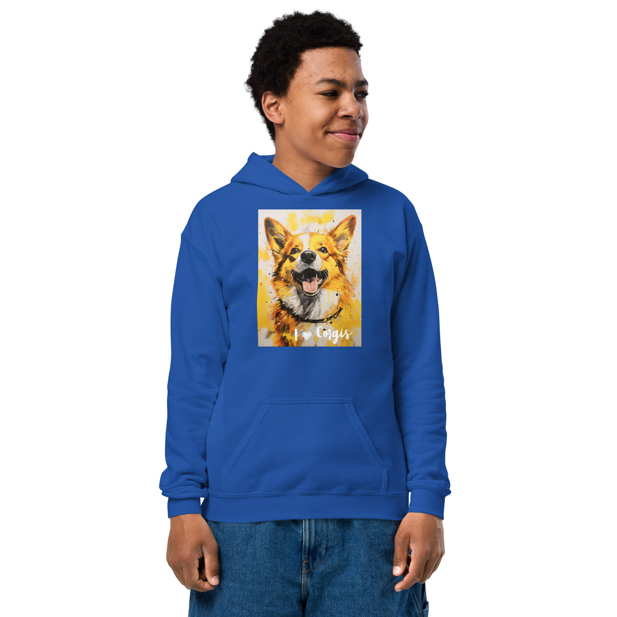 Youth heavy blend hoodie- I ❤ Dogs - Pembroke Welsh Corgi